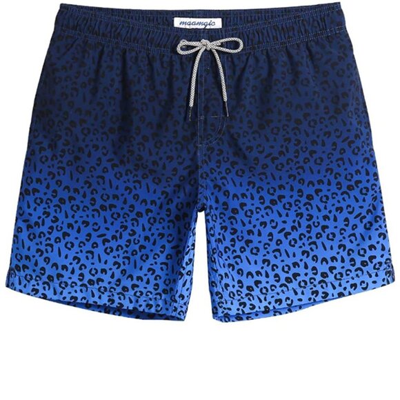 3/$60 Maamgic Leopard Ombre Blue Slim Fit Swim Shorts SZ XL - Picture 1 of 4